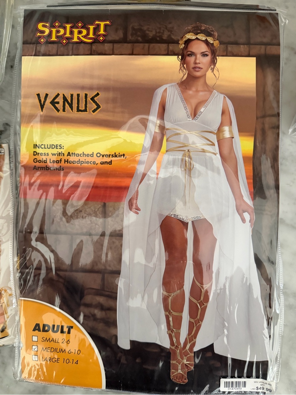Spirit White and Gold Venus Goddess Costume Chemise